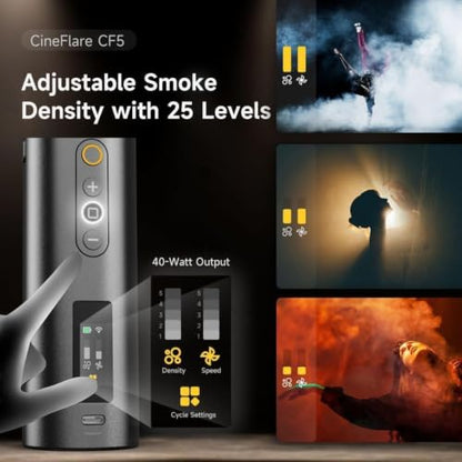 COLBOR CF5 40W Portable Fog Machine with RGB for Photography and Video | 25 Fog Density Levels, 360° RGB Light, Magnetic 3-Speed Fan, 10m Remote, 30-Minute Runtime, 13ml Tank and Master Mode - size: CF5