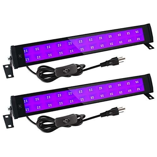 50W 1.4Ft UV-A LED Black Light Bars with 59in Plug+Switch+Stand(2 Pack) - color: 2 Pack