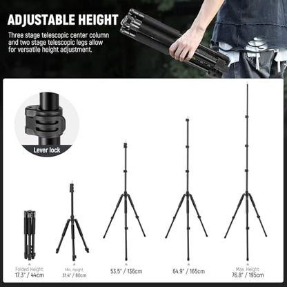 NEEWER Photography Light Stand, 1.5-6.4ft/47-195cm Aluminum Reversible Studio Lighting Tripod, Portable Phone Video Stand w/ 1/4" Screw for Strobe Light Camera Softbox, 4.4lb/2kg Load, ST195 - style: 195cm/1-Pack