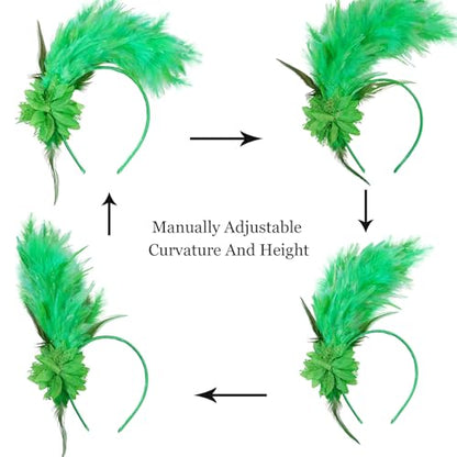 Loieryk Feathers Fascinator Headband 1920s Queen Headpiece Fascinators Hats for Women Tea Party Flower Headpiece - color: Green