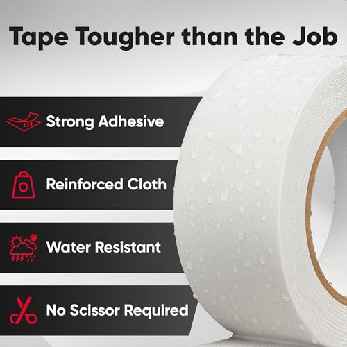 Professional White Gaffers Tape (2 inch x 55 Yards), Heavy Duty, No Residue, Matte Non-Reflective, Residue-Free, Multipurpose, Heavy Duty Gaffer, Water-Resistant, Strong Fabric Floor Tape