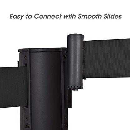 S AFSTAR Retractable Belt Stanchion Set of 6, Heavy Duty Crowd Control Stanchion W/78” Retractable Belt & Stable Base, 35" Height Safety Barriers Stanchion for Theater Hotels Clubs Museums (Black)