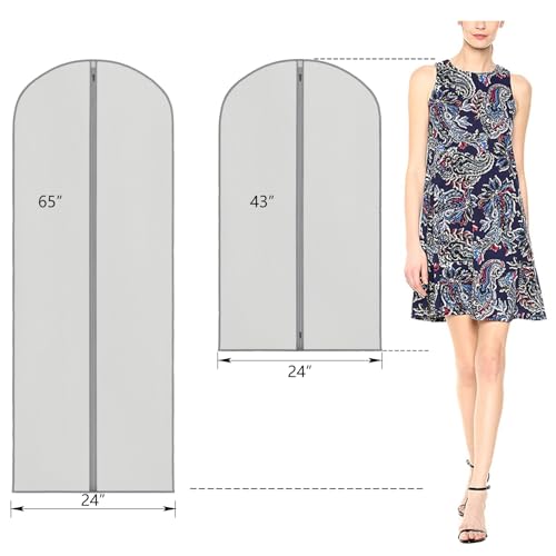 Zilink Dress Bags for Gowns Long Dress Cover Bag for Closet Storage 65 in - size: 65"-3pcs-Grey