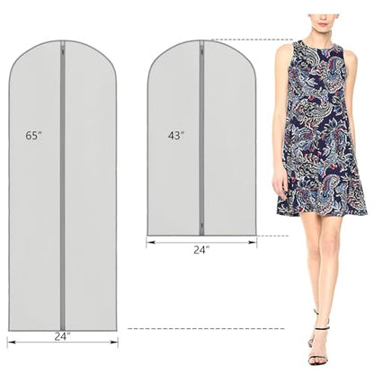 Zilink Dress Bags for Gowns Long Dress Cover Bag for Closet Storage 65 in - size: 65"-3pcs-Grey