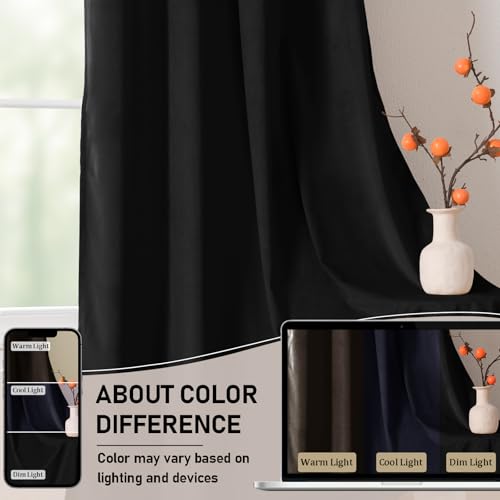 JIUZHEN Blcak Velvet Blackout Curtains 84 Inch for Living Room/Bedroom - color: Black, size: 42"W x 84"L (Pack of 2)