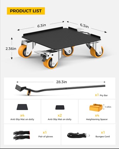 KYX Furniture Dolly, Furniture Movers with 5 Wheels,Carbon Steel Panel Heavy Duty Dolly, Furniture Lifter with 360° Rotatable Silent Floor-Friendly Universal Wheels, Max Load 4000LBS (6.9x6.9 in)
