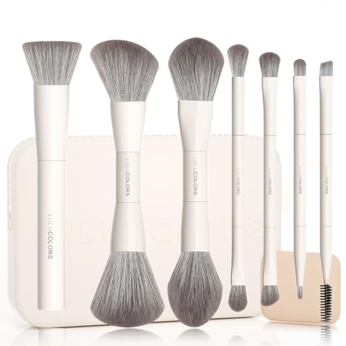 LULUCOLORS Cream White 13 in one Dual-Ended Makeup Brush Set with Sponge - color: Cream White