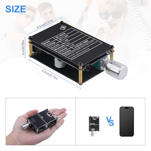 2Pack ZK-1001B Bluetooth Amplifier Board, 100W Mono AMP TWS Mini Amps | Audio Power Amplifier Module with Box Matching for Home Speaker System, Bluetooth/AUX/USB Input, APP Control DC 7-24V - color: Black1 2PCS ZK-1001B