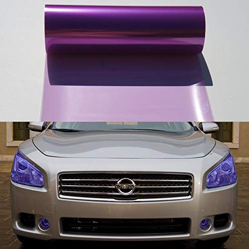 KOMAS 12” X 48” Tint Vinyl Film Sticker Sheet Roll for Car Headlight, Tail Lights, Fog Lights with Squeegee + Cutter (Glossy Purple) - color: Glossy Purple