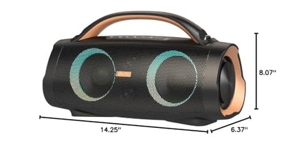 DOSS Extreme Boom+ Loud Bluetooth Speaker with 100W Stereo Sound, Extra Bass, 20H Playtime, Party-Sync Led Lights, Built-in Power Bank, IPX6 Waterproof Outdoor Speaker for Camping, Travel-Copper Gold - color: Gold