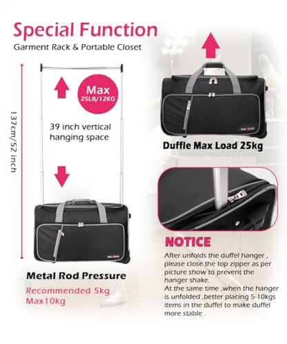 Dance Bag With Garment Rack,23inch Dance Competition Garment Bags with Clothes rack,Suitcase,Rolling duffle For Travel, Wheeled Drop-Bottom Upright Luggage Closet Suitcase (Grey - color: 23inc-Grey D
