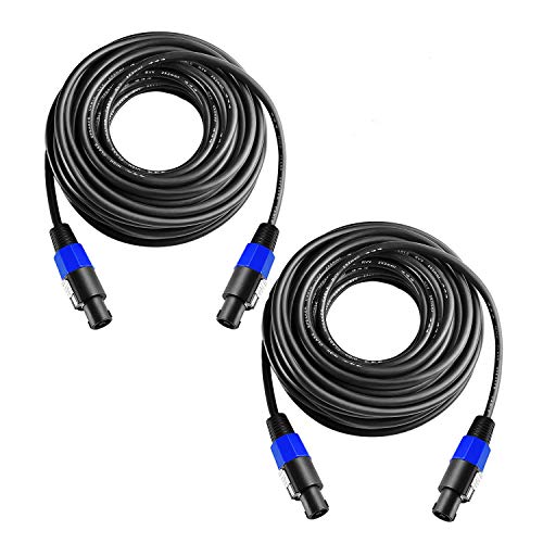 2Pcs 3ft Pro Speakon to Speakon Cable 7mm Twist Lock Audio Speaker Wire - size: 3ft