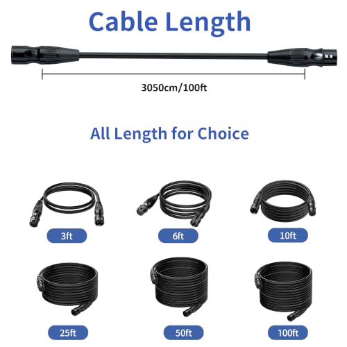 SMALL-EYE 5 Pin DMX Cables 100 ft 2-Pack, 4-Core Male to Female - size: 100 feet -2 Packs