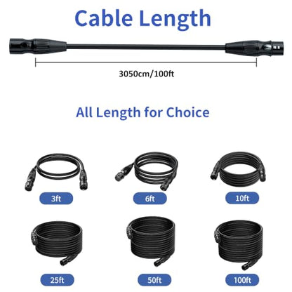 SMALL-EYE 5 Pin DMX Cables 100 ft 4-Pack, 4-Core Male to Female - size: 100 feet -4 Packs