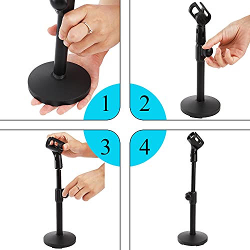 YOUEON 2 Pcs Microphone Stand Desktop, Adjustable Table Mic Stand with Mic Clip and 5/8" Male to 3/8" Female Screw Adapter, Heavy Base, Compatible with Most Mics (Pack of 2) - size: style 1 (Pack of 2)
