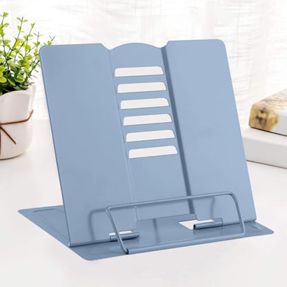 MSDADA Desk Book Stand Metal Reading Rest Book Holder Adjustable Cookbook Documents Holder for Recipes Textbooks Tablet Music Books, Mom Gifts, Gifts for Grandma Mom Mothers Day(Dark Blue) - color: Dark Blue
