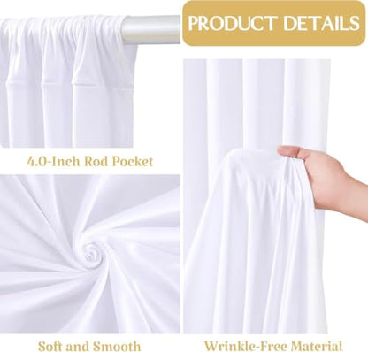 20x20 ft White Ceiling Drapes for Wedding – 4 Panels 5x20 ft Ceiling Curtains Polyester Backdrop Drapes with Double Rod Pockets, Reusable Ceiling Draping Fabric for Wedding Party Canopy Decorations - size: 60"W x 240"L (Pack of 4)