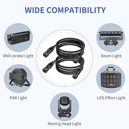 SMALL-EYE 5 Pin DMX Male to Male Cables 5 ft 2-Pack, DMX512 Jumper | True DMX512 Signal, 116Ω Optimized Impedance, Signal Routing, Professional Lighting Systems - size: 5 feet -2 Packs