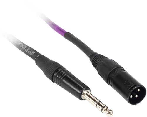 Rockville RCXMB3P 3ft Male REAN XLR to 1/4'' TRS Cable, 100% Copper, Purple PVC Jacket, Noise-Free, Durable, for Studio Recording and Live Sound | Patch Cable, Balanced Audio, Nickel Plated, 24 AWG OFC, 90% Spiral Shield, EMI/RFI Rejection, Flexible, Low