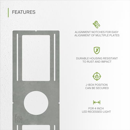 ASD 6 Pack New Construction Mounting Plate Round Hole - 4 Inch Flat Galvanized Steel Wafer Light Rough in Plate, Shallow Light Fixture Mounting Bracket for LED Recessed Lighting - color: Symmetric 4", size: 6 Pack