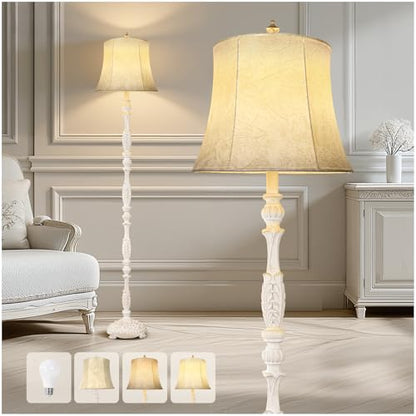 Scenekoy Rustic 66” Wash White Floor Lamp for Living Room Bedroom - color: Beige