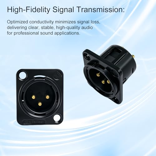 RIVIERA XLR Panel Mount Chassis 3pin Male Black Nickel-Plated Metal Housing and 24K Gold-Plated Contacts(25 Male Black) - color: Black, size: Male