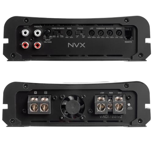 NVX VAD17001v2 3400W Peak / 1700W RMS Class D Monoblock Amplifier | Marine Certified, Bass Remote, 1/2/4-Ohm Stable, Car/Marine/UTV/Truck Audio - style: 1700W Monoblock
