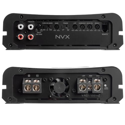 NVX VAD17001v2 3400W Peak / 1700W RMS Class D Monoblock Amplifier | Marine Certified, Bass Remote, 1/2/4-Ohm Stable, Car/Marine/UTV/Truck Audio - style: 1700W Monoblock