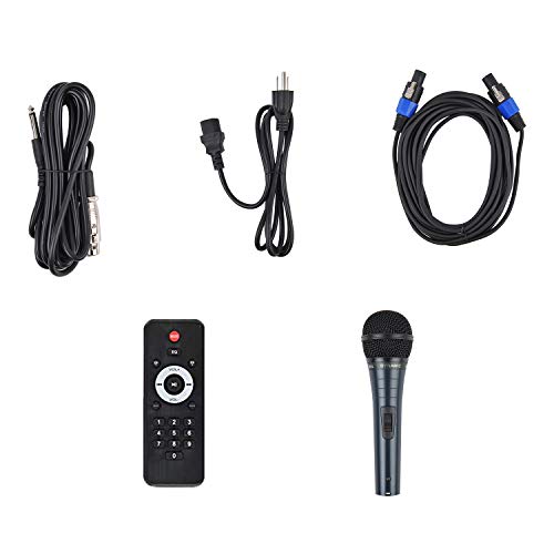 RECK Party 12 12-Inch 1000 Watts 2-Way Powered PA Speaker System Combo Set with Bluetooth/USB/SD Card Reader/FM Radio/Remote Control/Speaker Stand