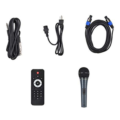 RECK Party 12 12-Inch 1000 Watts 2-Way Powered PA Speaker System Combo Set with Bluetooth/USB/SD Card Reader/FM Radio/Remote Control/Speaker Stand