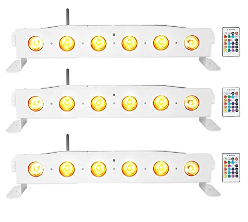 Rockville Best Strip 60 White Rechargeable Light Bar, Wireless DMX, 3-Pack