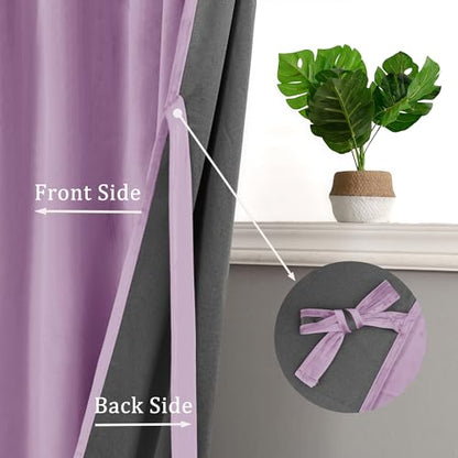 Hiasan Velvet Blackout Curtains 63 inches, 2 Panels, 52W x 63L, Purple - color: Purple, size: 52"W x 63"L (Pack of 2)