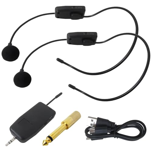 Improved Dual Wireless Microphone with Receiver - 160ft Transmission, Rechargeable, for PA System & for Karaoke Speaker
