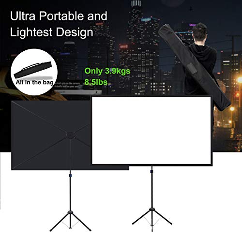 Portable Projector Screen with Stand, Outdoor Movie Screen, 80 Inch 16:9, Light-Weight, Mobile and Compact, Easy Setup and Carrying, Projection Screen with 1.2 Gain Glass Fiber, Idea for Home Cinema. - size: 80 inch