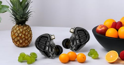 KZ ZAR in-Ear Monitor Headphones,1DD+7BA Hybrid Technology Driver IEM Wired Earbuds Headphone with Silver-Plated Cable for Audiophile Musician (KZ ZAR-Black, No Mic)………