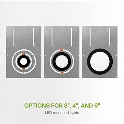 ASD 6 Pack 18 Inch New Construction Mounting Plate Round Hole - 3/4/6 Inch Flat Galvanized Steel Wafer Light Rough In Plate, Universal Light Fixture Mounting Bracket for LED Recessed Lighting - color: Asymmetric 3-4-6", size: 6 Pack