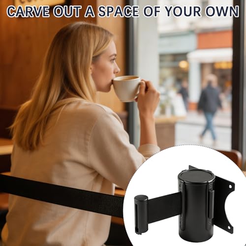 2 Pieces Retractable Belt Barrier Wall Mount Caution Belt 10 Feet with Red Case Crowd Control Barriers for Indoor and Outdoor Crowd Control Line Dividers