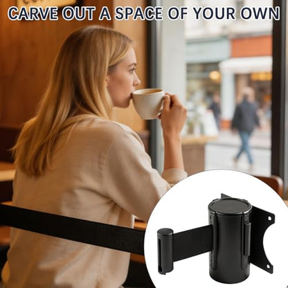 2 Pieces Retractable Belt Barrier Wall Mount Caution Belt 10 Feet with Red Case Crowd Control Barriers for Indoor and Outdoor Crowd Control Line Dividers