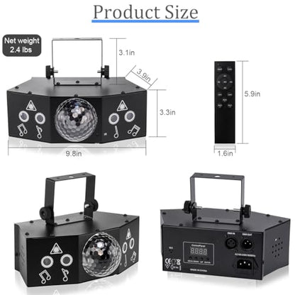 LAUCNPTY DJ Disco Ball Party Lights with DMX512 and Sound Activated, LED Stage Lighting Show Strobe Light for Parties Indoor Dance Wedding Karaoke Bar KTV Club Christmas Halloween Music Rave Lamp