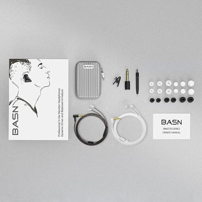 BASN Bmaster 2Pin Triple Drivers in Ear Monitor Headphones (Black) - color: Clear Black