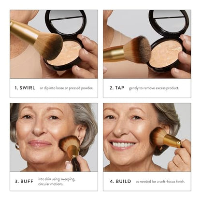 LAURA GELLER Full Face Powder Makeup Brush with Wooden Handle in Midnight Black – Foundation, Setting Powder, Blush, Bronzer, Highlighter and Luminizers – Sheer, Even Application and Blending Makeup - style: 07 Full Face Powder Makeup Brush