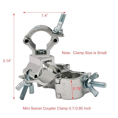 Mini Dual Swivel Coupler Truss Clamp for 0.7-0.8 Inch 18-20mm Tubing 2pcs