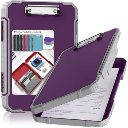 Clipboard, Clipboard with Storage, Heavy Duty Clip Boards 8.5x11, Protective Over Molded Edge, Plastic Clipboards, Contractor Folder with Internal Pen Pouch for Driver (Purple Alfalfa) - color: Purple Alfalfa