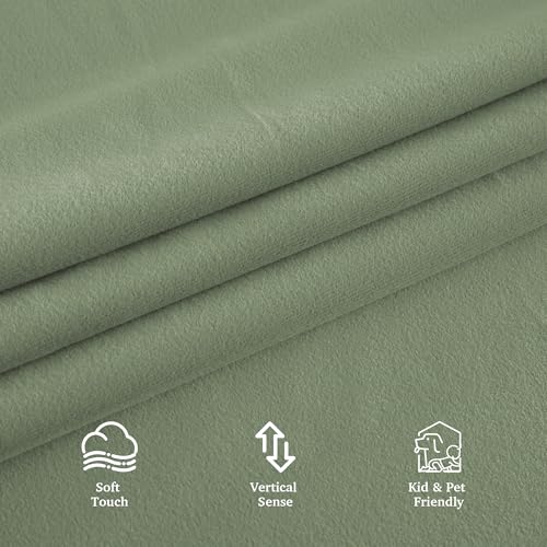 RYB HOME Sage Green Kids Velvet Blackout Curtains 84 inches Long, 100% Light Blocking Thermal Insulated Grommet Curtains for Home Office Studio Theater, 52" W x 90" L, 2 Panels - color: 100% Blackout - Sage Green, size: 52"W x 90"L (Pack of 2)