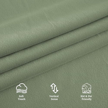 RYB HOME Sage Green Kids Velvet Blackout Curtains 84 inches Long, 100% Light Blocking Thermal Insulated Grommet Curtains for Home Office Studio Theater, 52" W x 90" L, 2 Panels - color: 100% Blackout - Sage Green, size: 52"W x 90"L (Pack of 2)