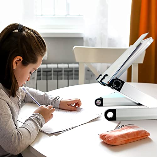 Book Stand Multifunctional Adjustable Laptop Stand Book Holder Tray with Clips Ergonomic Multi Heights Angles Adjustable Cooking Bookstand for Textbook Recipe Magazine Laptop Tablet Portable - size: 15x10inches, style: 4 legs-White