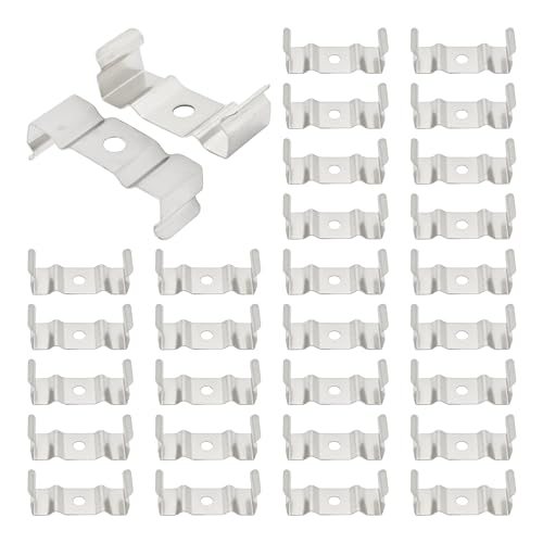 30Pcs T8 LED Light Clips Bracket Hanger, Nickel-Plated Manganese Steel Mounting Holder for Integrated Tube Light Fixture - size: T8