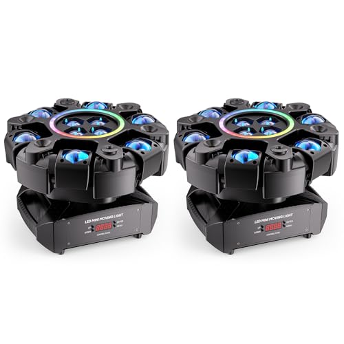 2PCS 6-Arm LED Stage Lights with 90° Swing & 540° Horizontal Rotation, White/Warm Strobe, Starry Sky Effects, Auto/Sound Control, DMX/Master-Slave, Adjustable Speed for Parties & Small Shows - size: 2 PACK