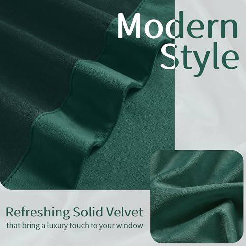 FMFUNCTEX Velvet Curtains Emerald Green Thermal Insulated Curtains for Bedroom Living Room Darkening Curtains 84 Inches Long Soft Luxury Heavy Rod Pocket Window Treatments Drapes 2 Panels Set - color: Emerald Green, size: 52"W x 90"L (Pack of 2)