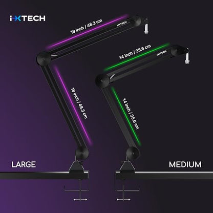 IXTECH Microphone Boom Arm Stand, Heavy Duty Adjustable Mic Stand with Cable Ties, Desk Mount Arm Stand for Gaming Streaming Podcasting. - color: MI06 MEDIUM